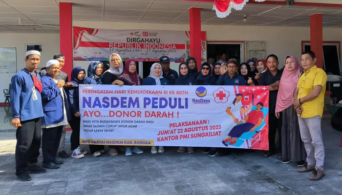 Peringati HUT RI ke-80, Partai Nasdem Bangka Ajak Donor Darah Bersama “Nasdem Peduli”
