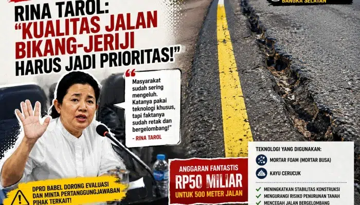 Rp50 Miliar untuk 500 Meter Jalan, Rina Tarol Soroti Kondisi Ruas Lelap Bikang–Jeriji yang Mulai Retak dan Bergelombang