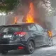Detik-Detik Honda HR-V Hangus Terbakar di Depan Kantor PT Timah, Berawal dari Api di Bawah Mobil